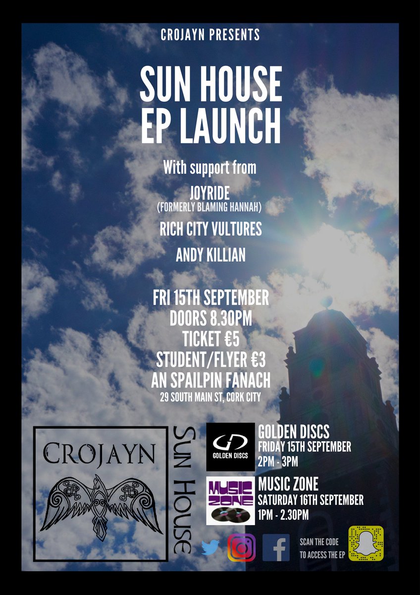 Our brand new EP, "Sun House" will be released on September 15th! More info can be found on our FB page: facebook.com/crojayn