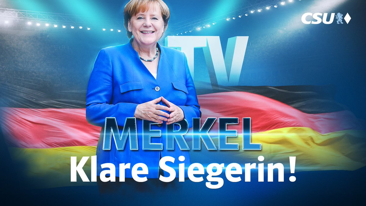 CSU's tweet photo. Angela Merkel ist die klare Siegerin! #TVDuell https://t.co/gvqQO5ZPy1