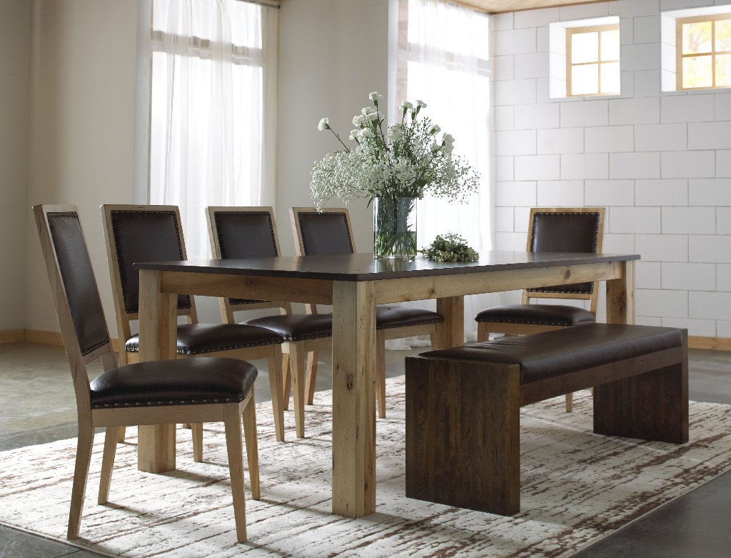 InteriorsSwiss's tweet photo. Add a splash of something different to your #home with bench seating. Could you see this incredible #dining room set in your home? #design https://t.co/XXnivIegcv