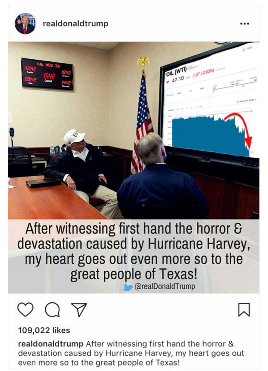 Trump must feel devastated. #Trumpinhouston #Harvey2017