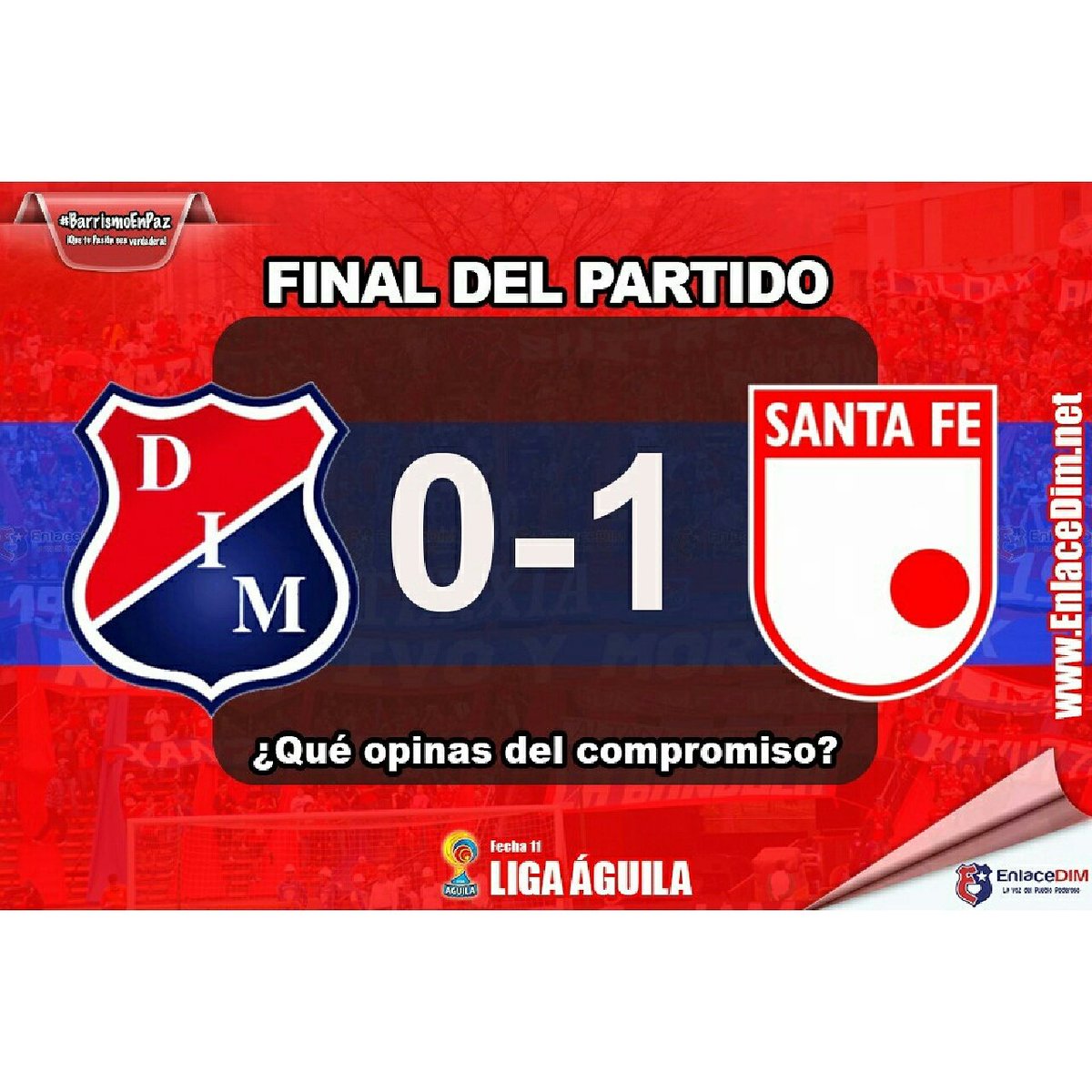 EnlaceDIM's tweet photo. TERMINA EL COMPROMISO 
#DIM 0-1 #SantaFe 
#EnlaceDIM 
¡La Voz del Pueblo Poderoso! https://t.co/Tb2m1vG4nd 
Equipo de @BarrismoEnPaz https://t.co/8NUMMEMOOa