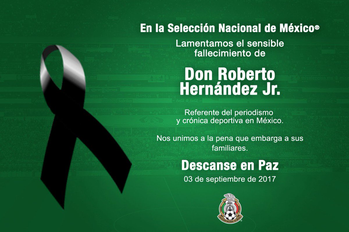 Descanse en paz Don Roberto Hernández Jr.

Nuestras sinceras condolencias a su familia y seres queridos.