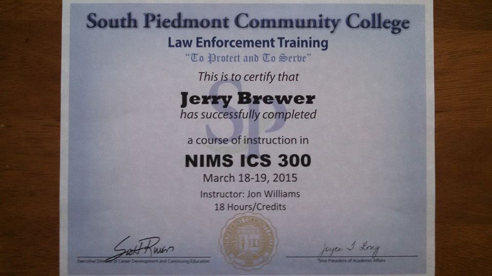 EmCommTrainNet's tweet image. My COML Certificates, one from the state of North Carolina and the other one from FEMA.  Also my ICS-300 and ICS-400 certificates.