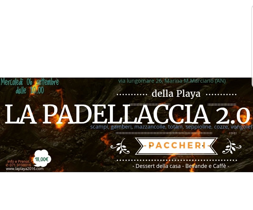 laplaya2016's tweet photo. ☆☆☆ La Padellaccia 2.0 ! MERC. 06 sett La PLAYA... Dinner  ☆☆☆ https://t.co/ie0a6UIe8S