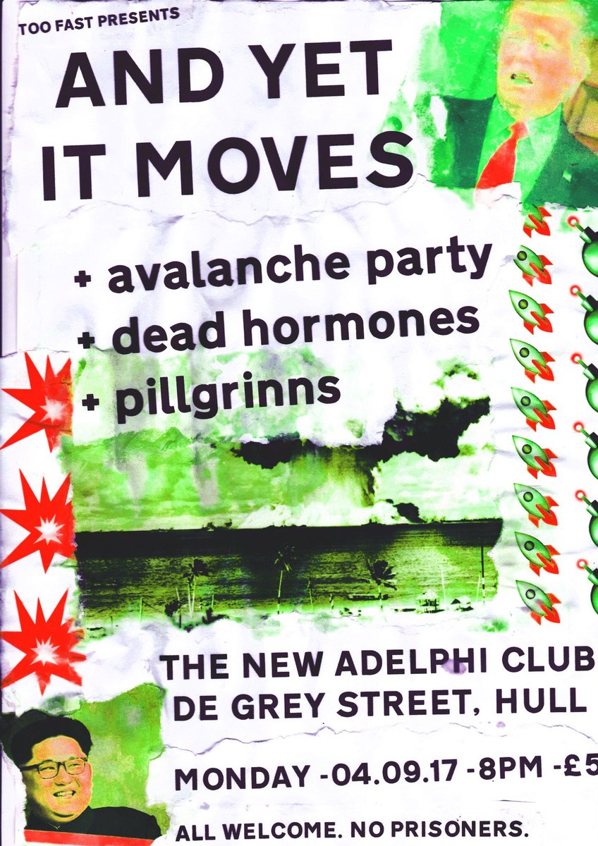 Hull for tomorrow night supporting <a href="/AYIM_band/">And Yet It Moves</a> <a href="/avalanche_party/">𝖆𝖛𝖆𝖑𝖆𝖓𝖈𝖍𝖊 𝖕𝖆𝖗𝖙𝖞</a> <a href="/DHormones/">DEAD HORMONES</a> 

Come down for one last dance 
<a href="/bbcburnsy/">David Burns</a>