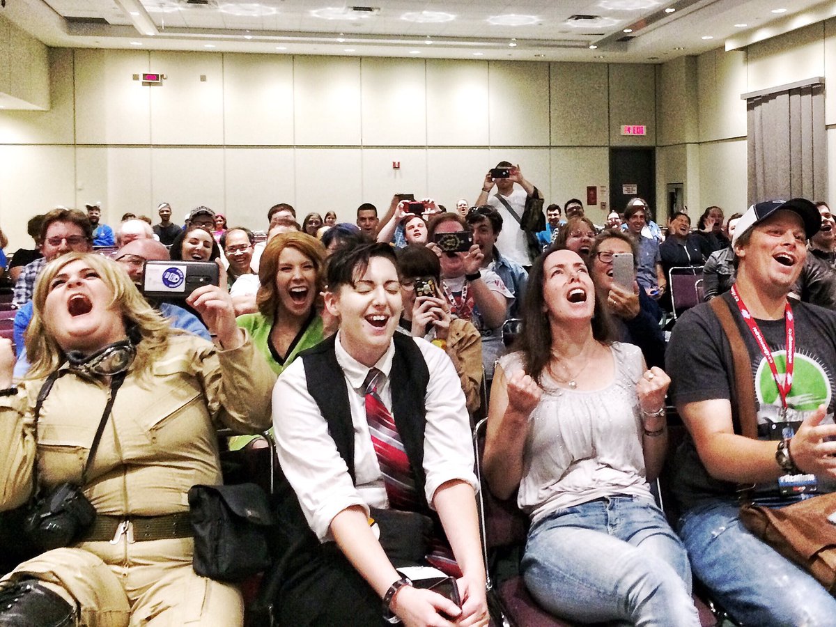 GrokSpockTO's tweet photo. All yell "KHAN!!!!" at @FANEXPOCANADA. Join us Thu Oct 12 @dominion_to for more w/@JonLlyr @LesLivingston @BoothTO  @AdrienneKress &amp; more! https://t.co/e2T2KtbXAN