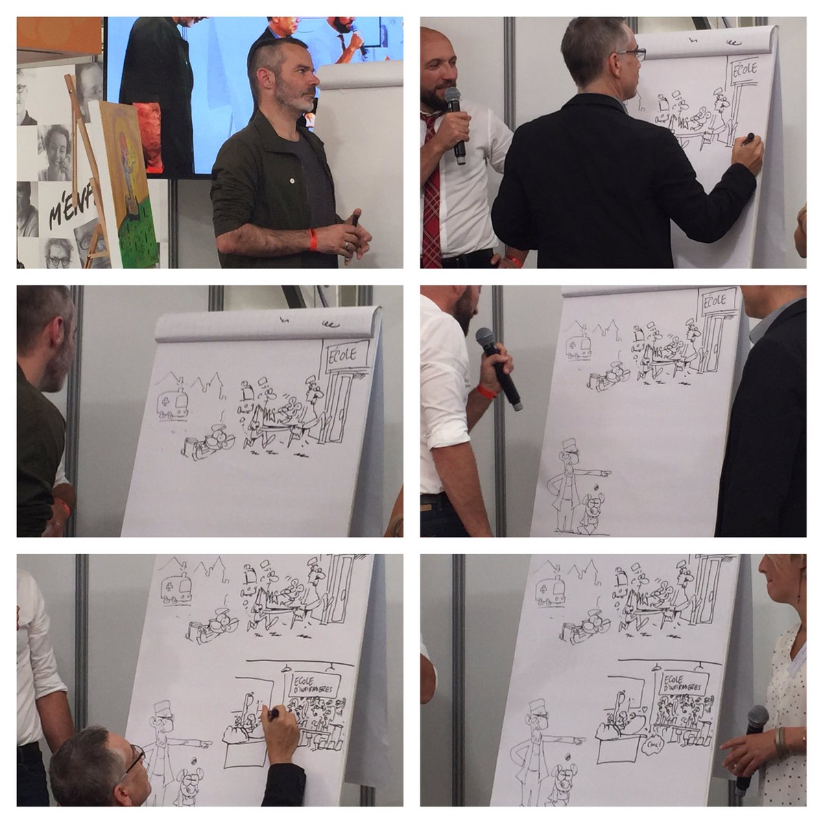 KarineValle2's tweet image. La Battle #Libon #Bercovici sur le thème : les cavaliers sont malades, ici en 6 étapes #FestivalSpirou #lejournaldespirou #Spirou.