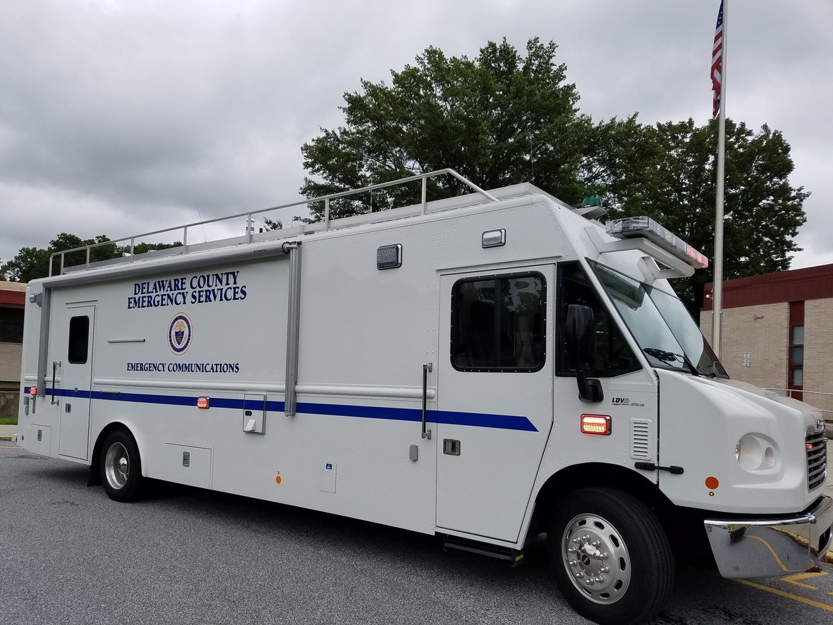 911Delco's tweet photo. Truck 1 &amp; Field Comm 3 were rolling in Upper Chichester today with the #HeroinTaskForce Mobile Drop Box &amp; @DelcoCouncil &amp; @DelcoDAoffice https://t.co/b8poAYjTvQ