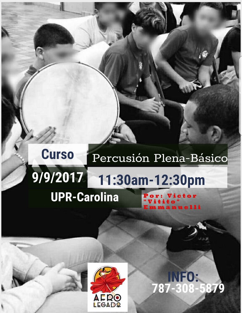 afrolegado's tweet photo. Curso de Percusión (Plena)
Matrícuma abierta. Info: 787-308-5879. https://t.co/OmMvPPnFwi