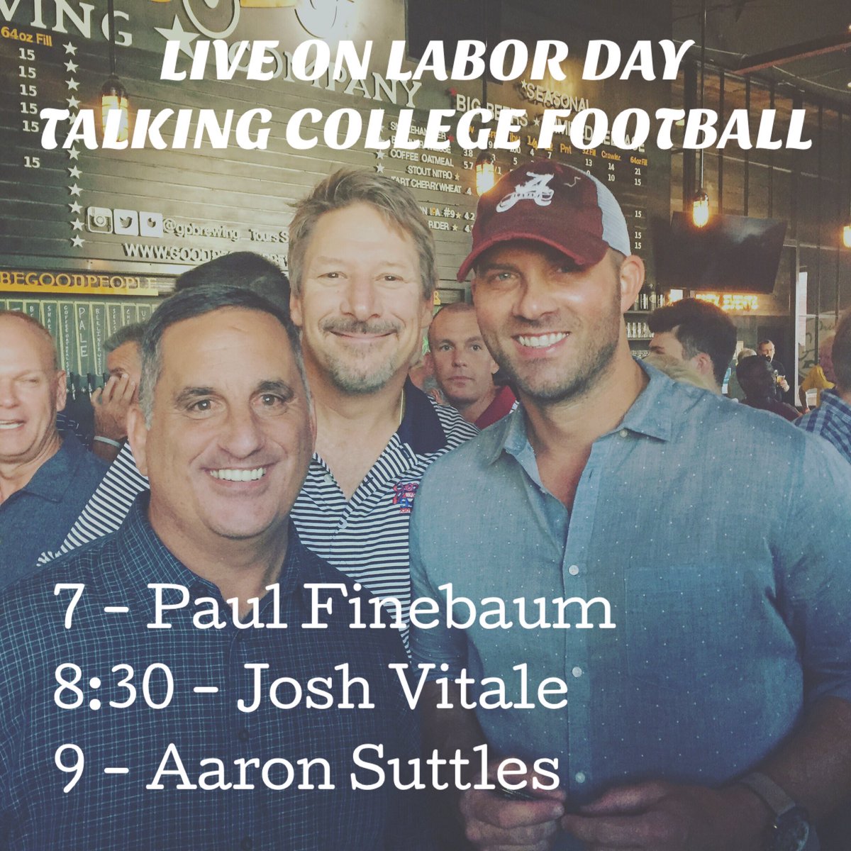 Jaybarkershow's tweet photo. What a weekend it has been! And it isn't over yet. Enjoy your Labor Day by talking college football with @WJOX945 tomorrow! #LiveAllDay https://t.co/9RKgdD5ak2