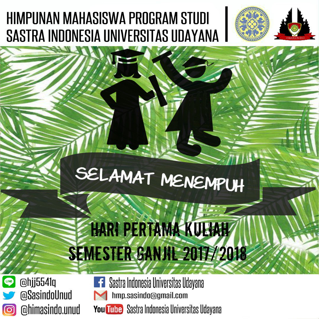 SasindoUnud's tweet photo. Selamat menenpuh hari pertama kuliah semester ganjil 2017/2018! https://t.co/kTyIefOnjt