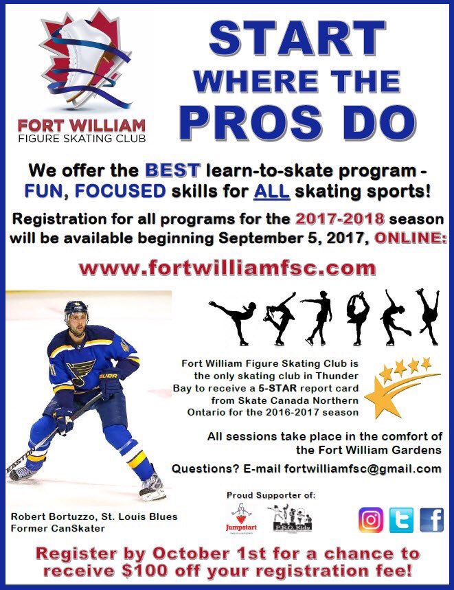 FtWilliamFSC's tweet photo. EXCITING NEWS! FWFSC registration opens on Sept. 5/17. Register by Oct. 1/17 for a chance to receive $100 off your registration fee! https://t.co/BKrY7DQeWs