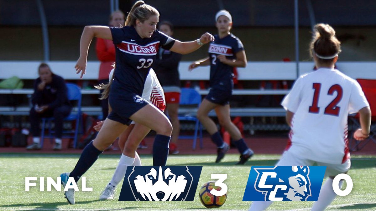UConnWSOC's tweet photo. Huskies🔒up first W of the Season! #StrongerTogether https://t.co/oEjl6RIcta