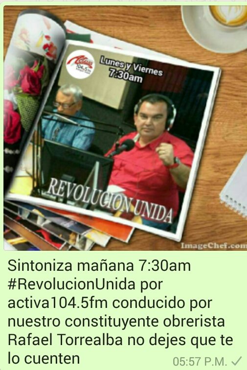 RafaelTorreal16's tweet photo. Mañana por @activa1045fm no dejes que te lo cuenten... Vamos con Todooo.... #ConCallesPa'LaCalle Viva Nicolás Maduro... https://t.co/2ADpyhqLoJ