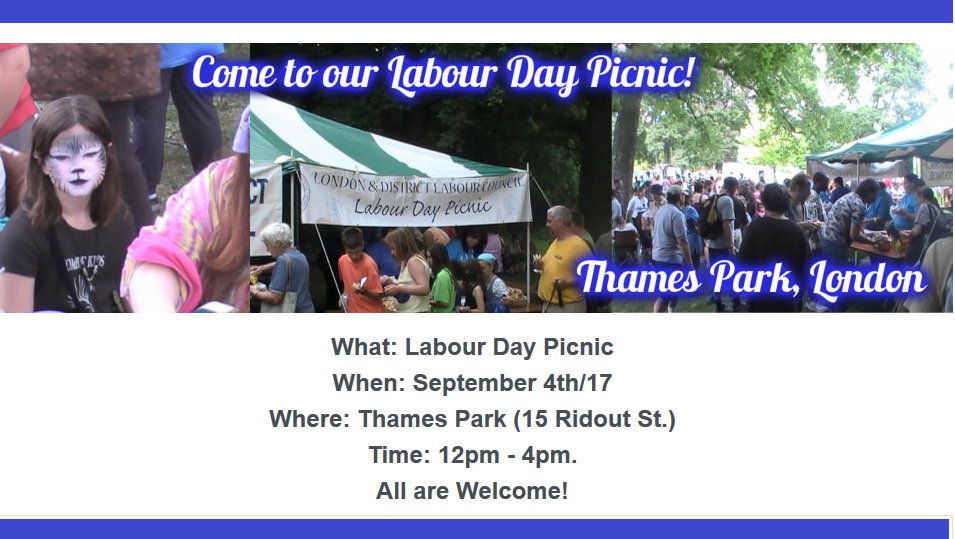 kernaghant's tweet photo. Looking forward to the holiday won by the labour movement. Great event in #LdnOnt from @ldnlabour #LabourDay https://t.co/FZB8t7qFQR