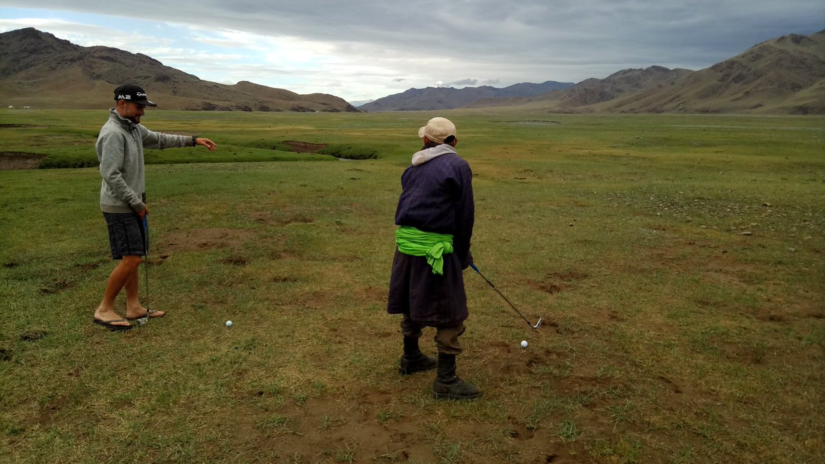 TheLongestHole's tweet photo. Incredible how sport bridges cultural gaps...a huge highlight of expedition has been sharing the game of golf with the people of Mongolia! https://t.co/Flh8VG4E7Y