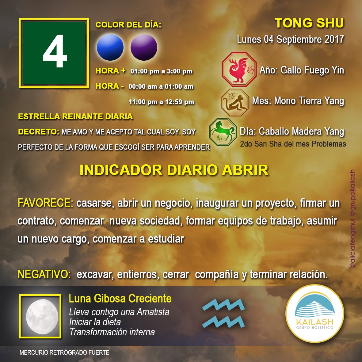 GrupoKailash's tweet photo. #TongShu #MesMono #Sept04 #astrologíaBaZi indicador #Abrir azul y violeta #LunaGibosaCreciente #Acuario #Amatista #GrupoKailash https://t.co/48Ep04eM8e