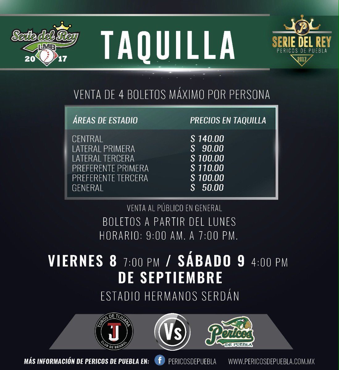 analyrod9's tweet photo. Familia recuerden que a partir de hoy ya pueden comprar sus entradas para la #SerieDelRey2017 ⚾️💚¡Juntos vamos por más! 🙏🏻 https://t.co/ZhiPWUkWRE
