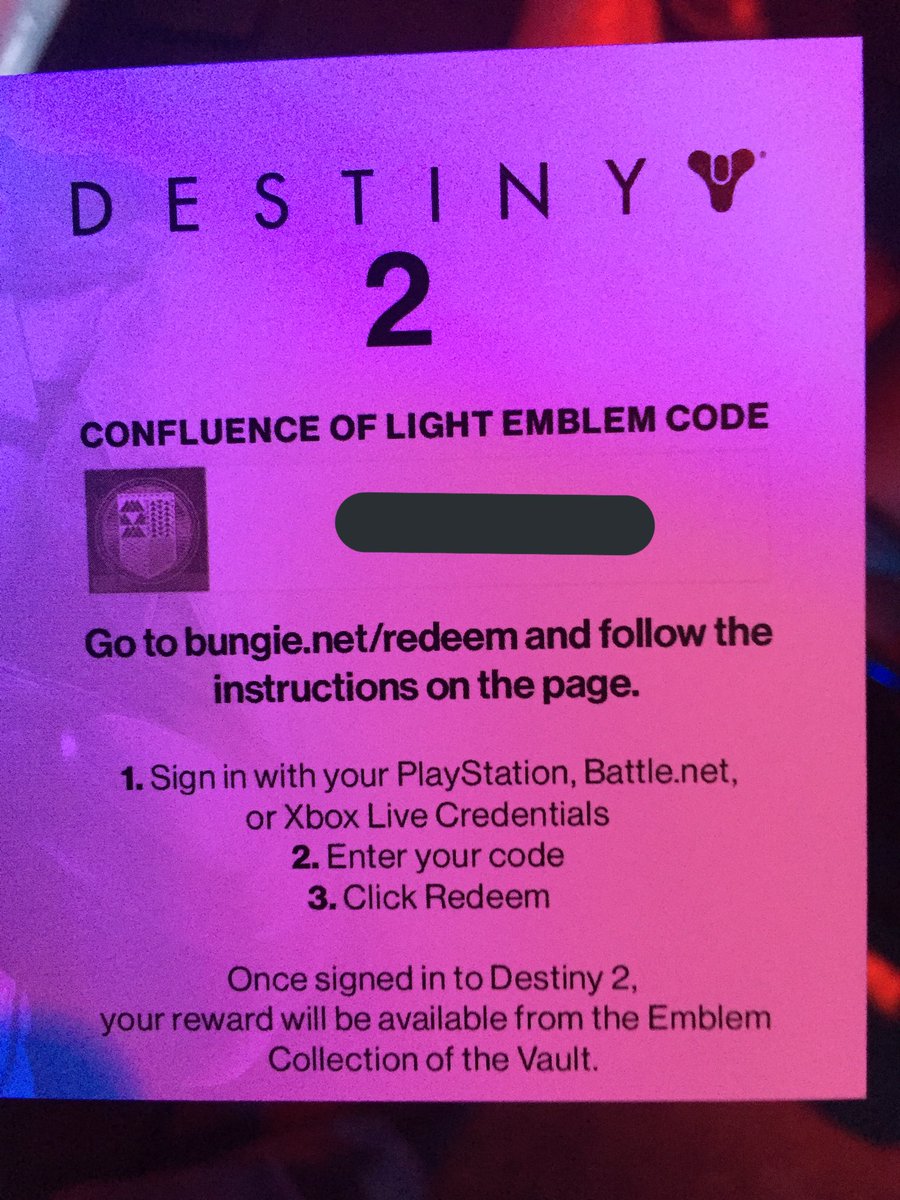Fraylen_C's tweet photo. #Confluenceoflight emblem code for you if you follow and retweet this! Winner pulled before D2 launches. <3 you guardians. https://t.co/80hNXgWTK3