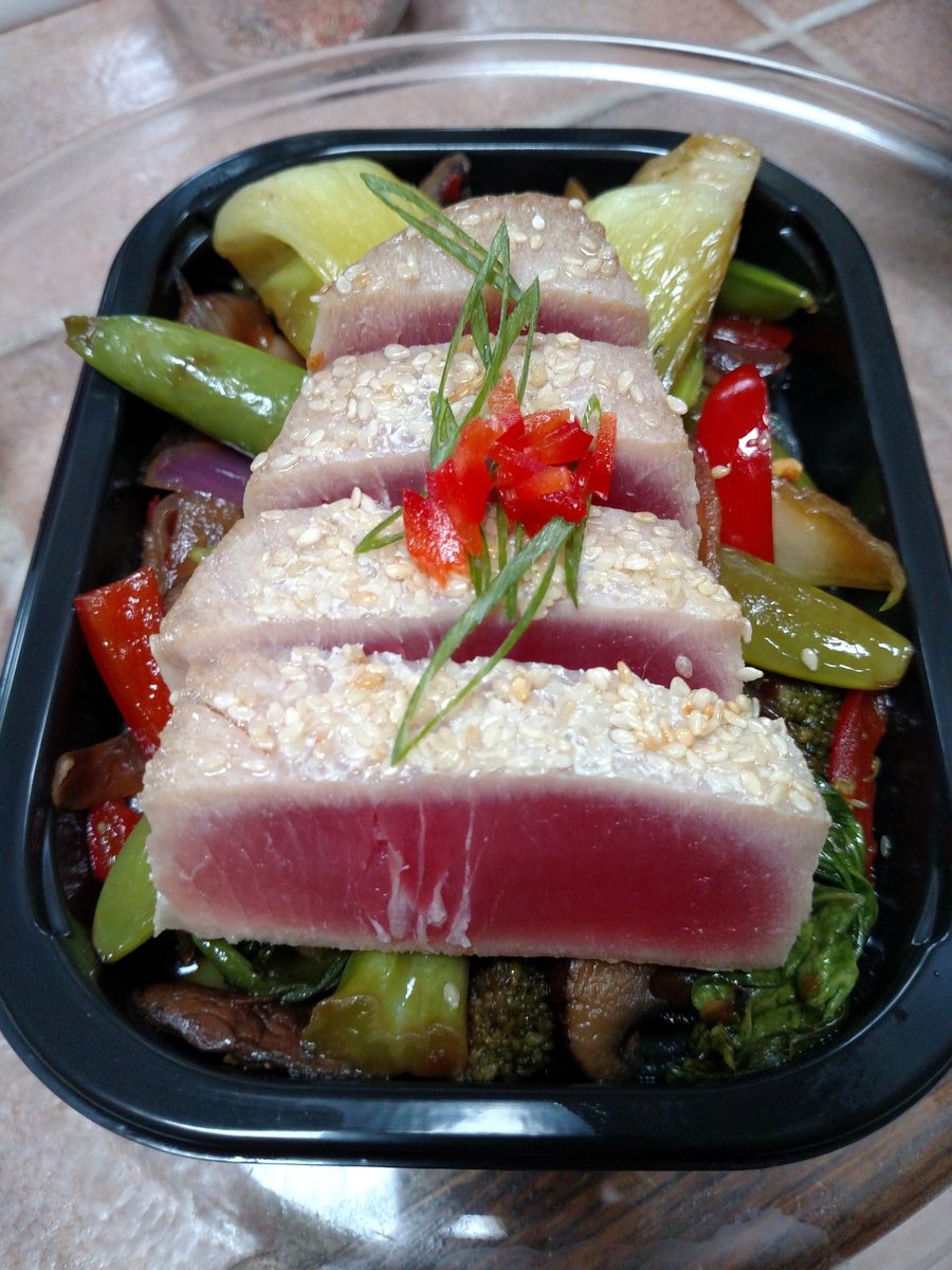 appling_68's tweet photo. Sesame Tuna Stir Fry over Bean Thread Noodles... #Mealprep #mealdeliveryservice #sanluisobispocounty #SLO 
https://t.co/Avk9wMAiC1 https://t.co/R0FaG3U7fO