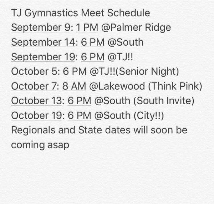 Be sure to support your fellow Gymnastics Team! Catch them at a future meet and show your Spartan Spirit! #TJGYMNASTICS
