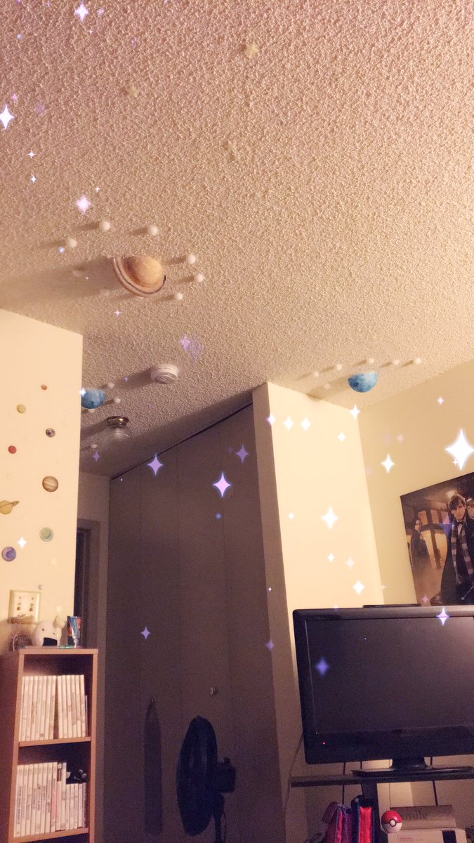 Ashley_A_Price's tweet image. I created the galaxy on my ceiling, unfortunately Pluto fell down, but I added all the moons ;)