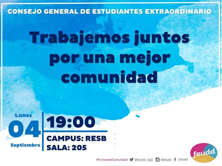 Plurales_UDD's tweet photo. Te invitamos a ser parte de la discusión en el próximo Consejo General de Estudiantes. https://t.co/bfLOVWJNFf