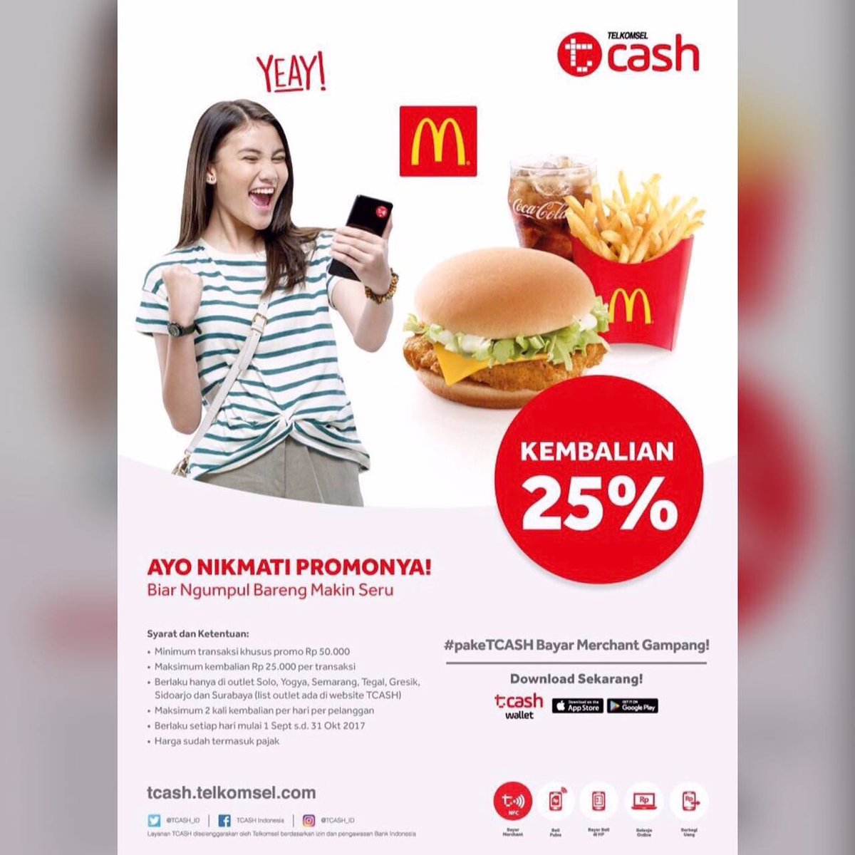 Dearyeobo_'s tweet photo. ke MCD #pakeTCASH dapet kembalian 25% loh Ayo nikmatin promonya ! #tselsmg #loopcorner3 #looperssmg #iloopundip https://t.co/JlzXkmwVUg