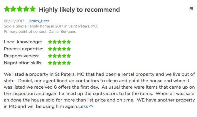 DanielBergjans's tweet photo. Another 5 star review! #stpeters @StPetersMO #stcharles #stlouis #realestate https://t.co/8nHXTyJ6ym