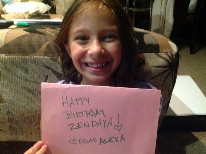  Happy birthday to fabulous you Zendaya! You are an inspiration to me! Love from Alexa. I am 9. 