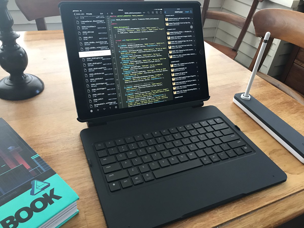 BenjaminDSmithy's tweet photo. Loving #iOS11 Beta on my new iPad Pro 12.9inch (2nd-gen) with Razer Mechanical Keyboard Case #AutoCAD #WorkingCopy #Textastic #AffinityPhoto https://t.co/qDwmAFqSEI