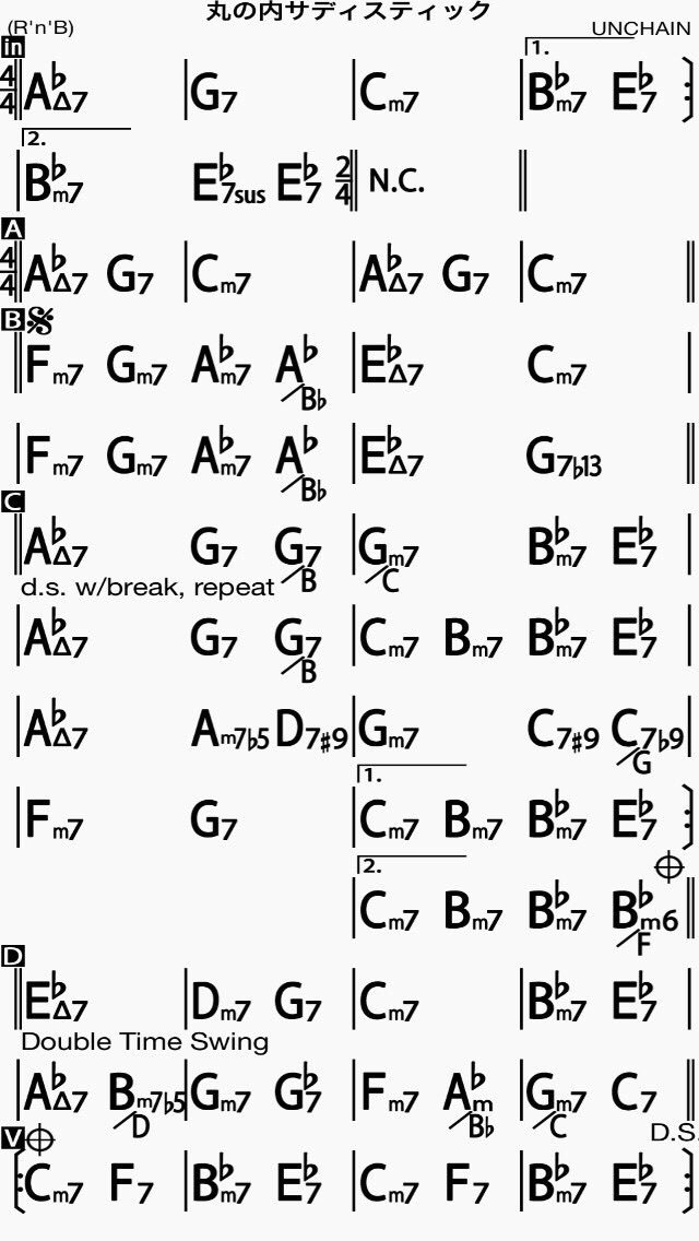 Ogs No Twitter コード譜だけでは著作権の侵害に当たらないそうなので Irealで作ったunchain版丸の内サディスティックのコード譜を 多分間違いあると思いますのでご了承を Unchain 丸の内サディスティック