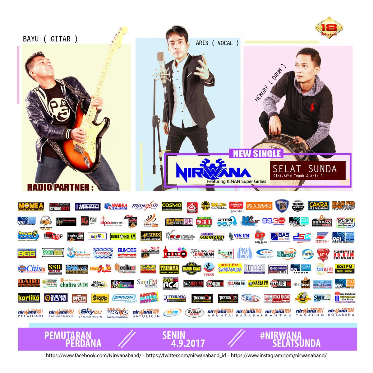 EvellaFm's tweet photo. #PemutaranPerdana (16.05 WIB) @Nirwanaband_ID - SELAT SUNDA Feat KINAN SuperGirlies @18MusikOfficial #Nirwana_SelatSunda MD @nici_evellafm https://t.co/h2RMKD6VC6