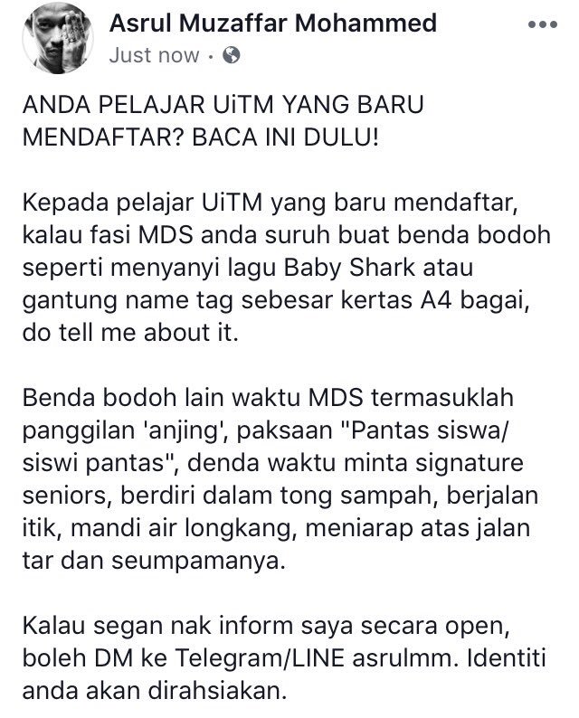 asrulmm's tweet photo. Anda pelajar UiTM yang baru mendaftar? Baca ini dulu!👇 https://t.co/OaKBSsA5GE