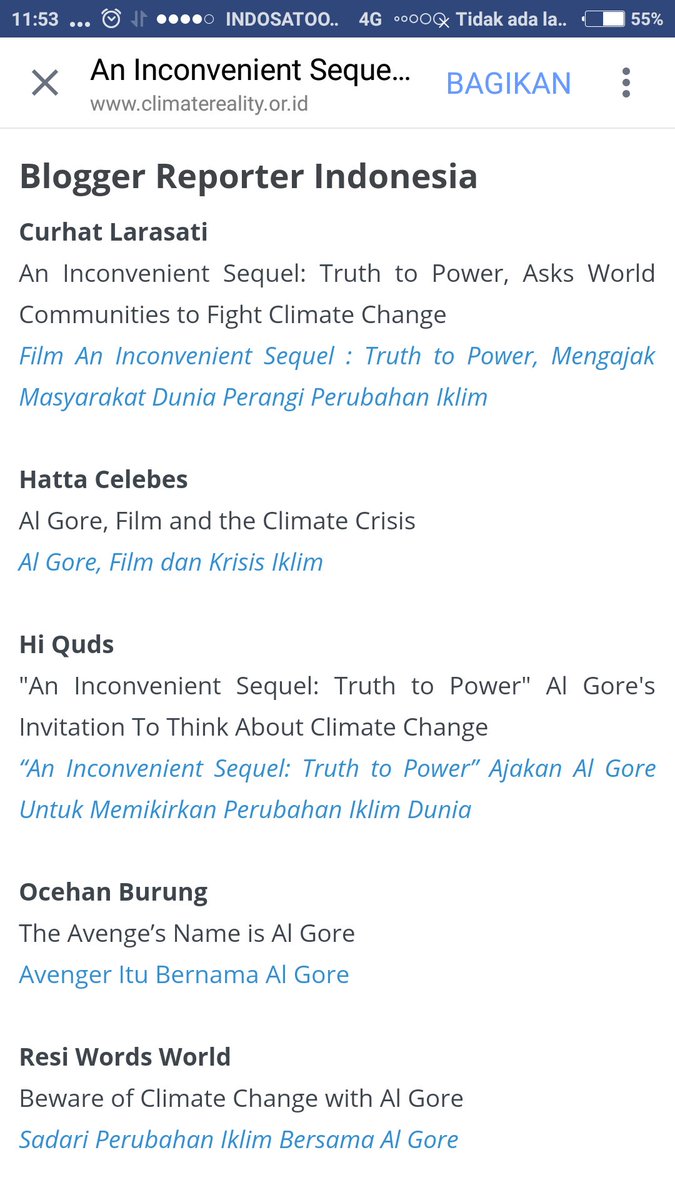 Apresiasi untuk rekan Blogger Reporter Indonesia <a href="/BR_ID/">Blogger Reporter</a>  atas kehadiran dan liputan pemutaran film "Truth to Power" nya Al Gore. Salut!