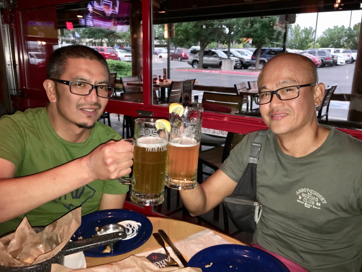 michaeltimbang's tweet photo. Got to hang with my bro and our Filipino @notthefakeSVP cousin. He's an Ironman finisher &amp; had a couple of beers to interrupt his training! https://t.co/t35A58bqon