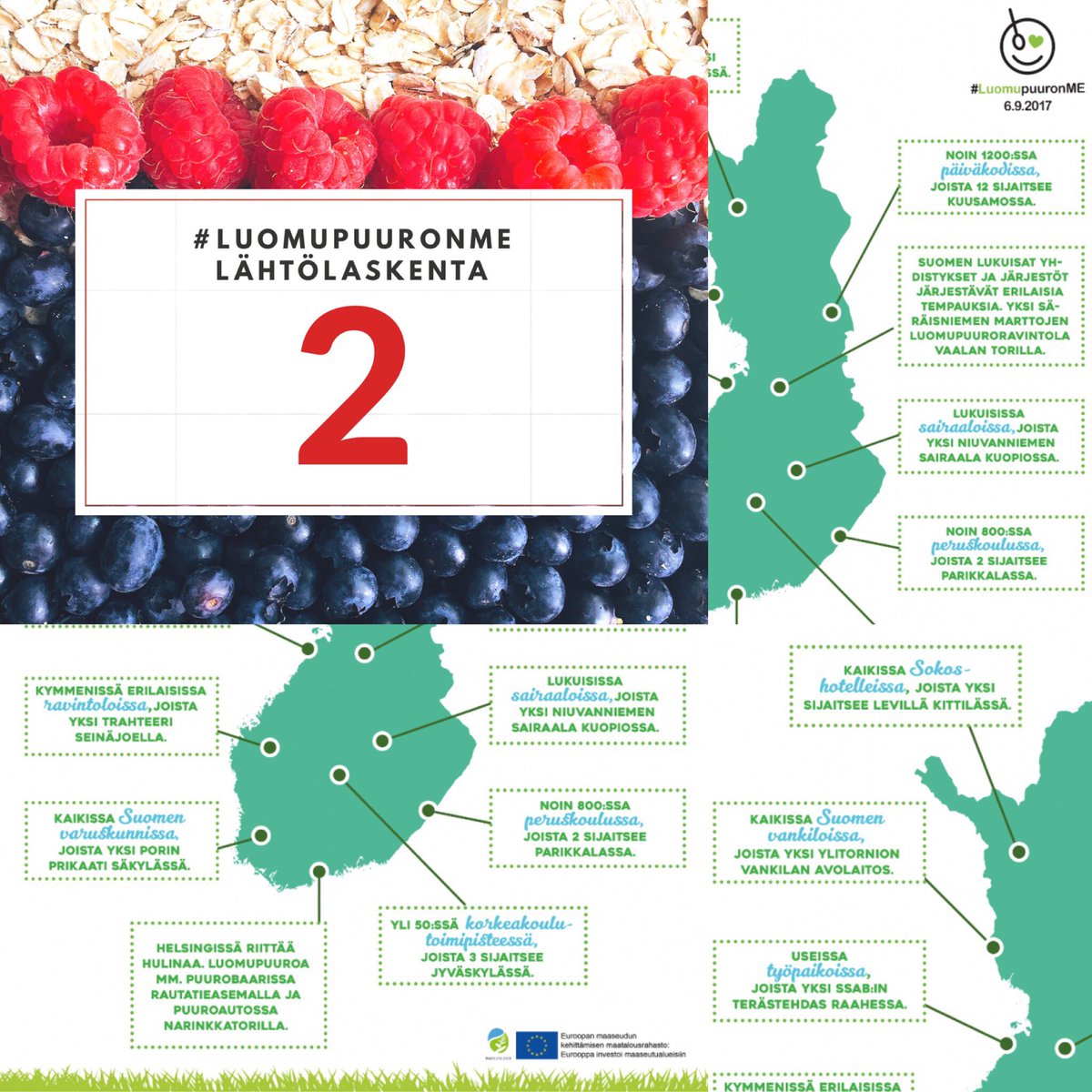 Enää 2 päivää! Sadat toimijat tarjoavat luomupuuroa ennätyksennälkäisille kansalaisille 6.9.  👉🏼luomupuuro.fi/tarinat #LuomupuuronME