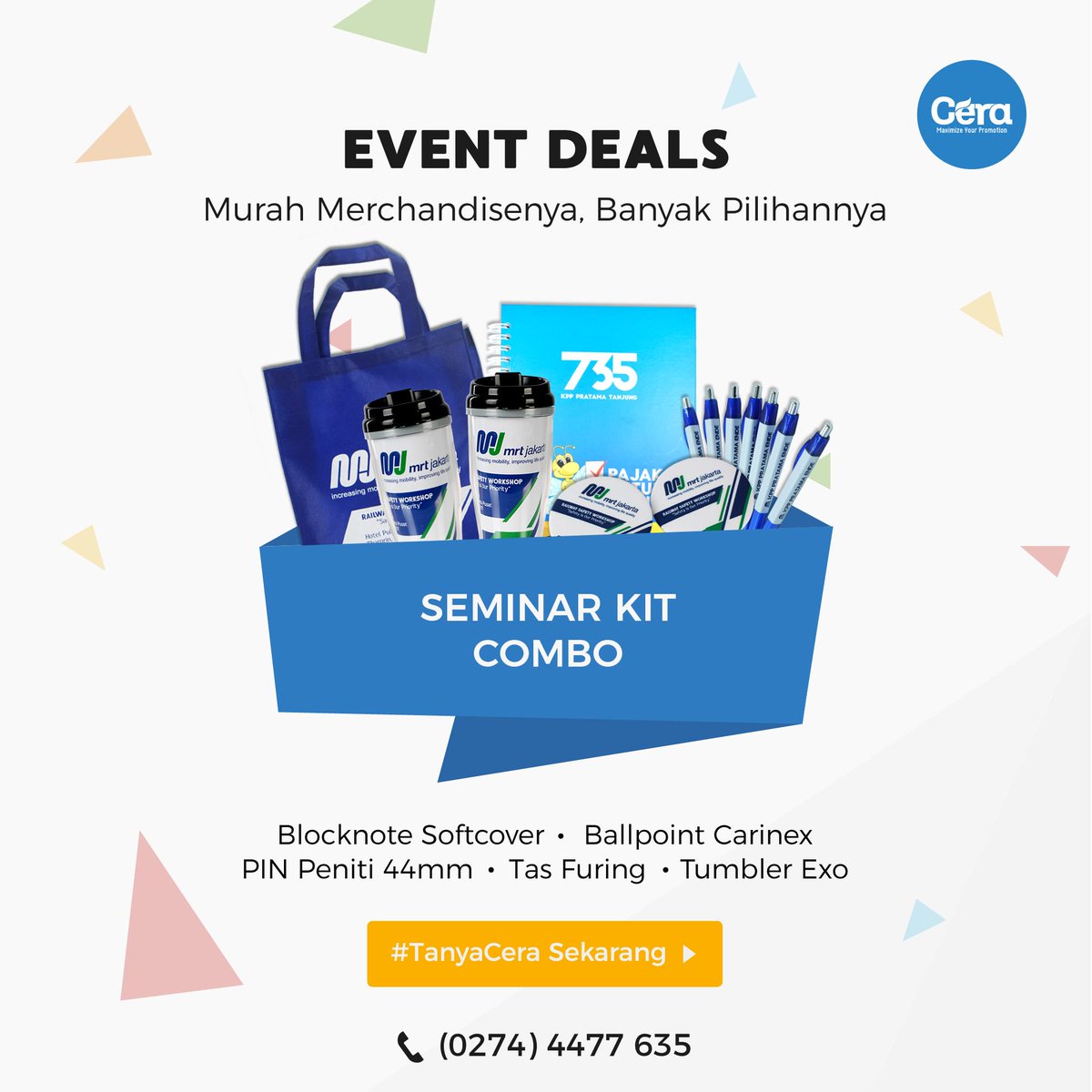 ceraproduction's tweet photo. Makin seru dengan #SeminarKit Combo! Berbagai macam merchandise ini siap meramaikan acara seminar di kampusmu. https://t.co/93XAeK4cuc