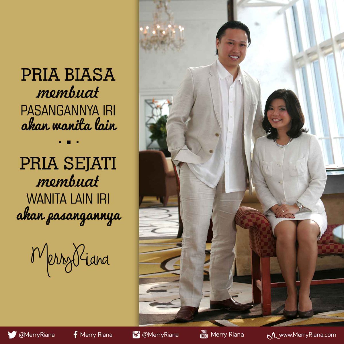 MerryRiana's tweet photo. PRIA BIASA membuat pasanganya iri akan wanita lain.PRIA SEJATI membuat wanita lain iri akan pasangannya #MerryRiana https://t.co/GXX75wB8qv