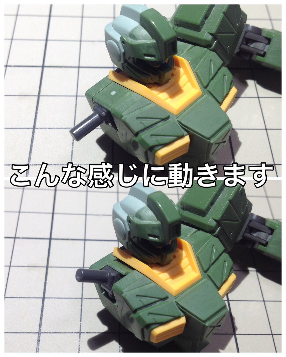 555Bancha's tweet photo. HGUCジムストライカー「肩軸可動工作」のまとめです。
キットのパーツを極力使う方向で工作してみました。

①肩軸パーツの軸中央に1mmの穴を開ける

②胸パーツから切り離した天面のパーツに1mmプラ棒を接着

可動に合わせて肩天面装甲が動くようにしています。 https://t.co/Xv9iSaDUNM