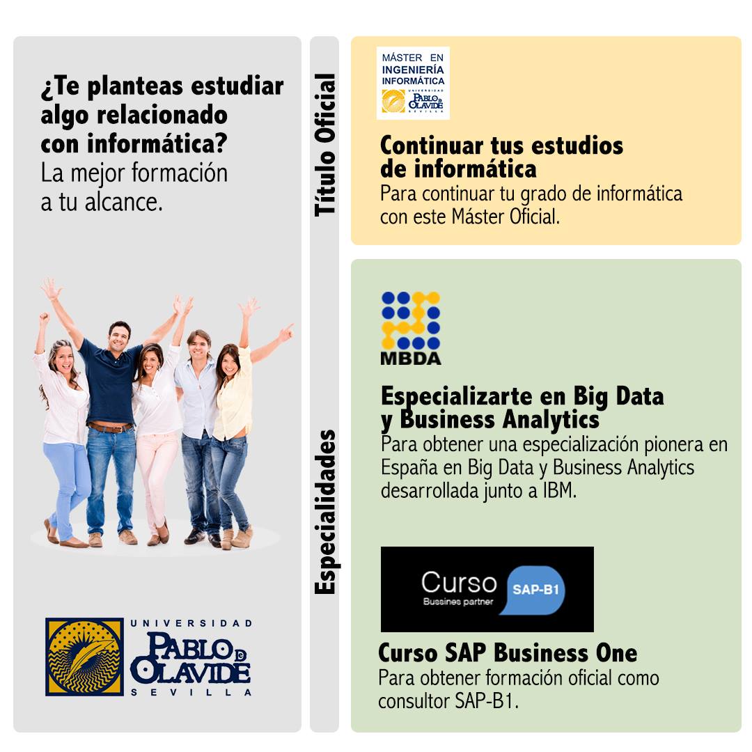MasterIngInf's tweet photo. EL ÚNICO MÁSTER OFICIAL EN INFORMÁTICA DE LA Universidad Pablo de Olavide EN #SEVILLA
TODA LA INFORMACIÓN AQUÍ:
➡️ https://t.co/4bb8uHczXx https://t.co/teVTtDfOJx