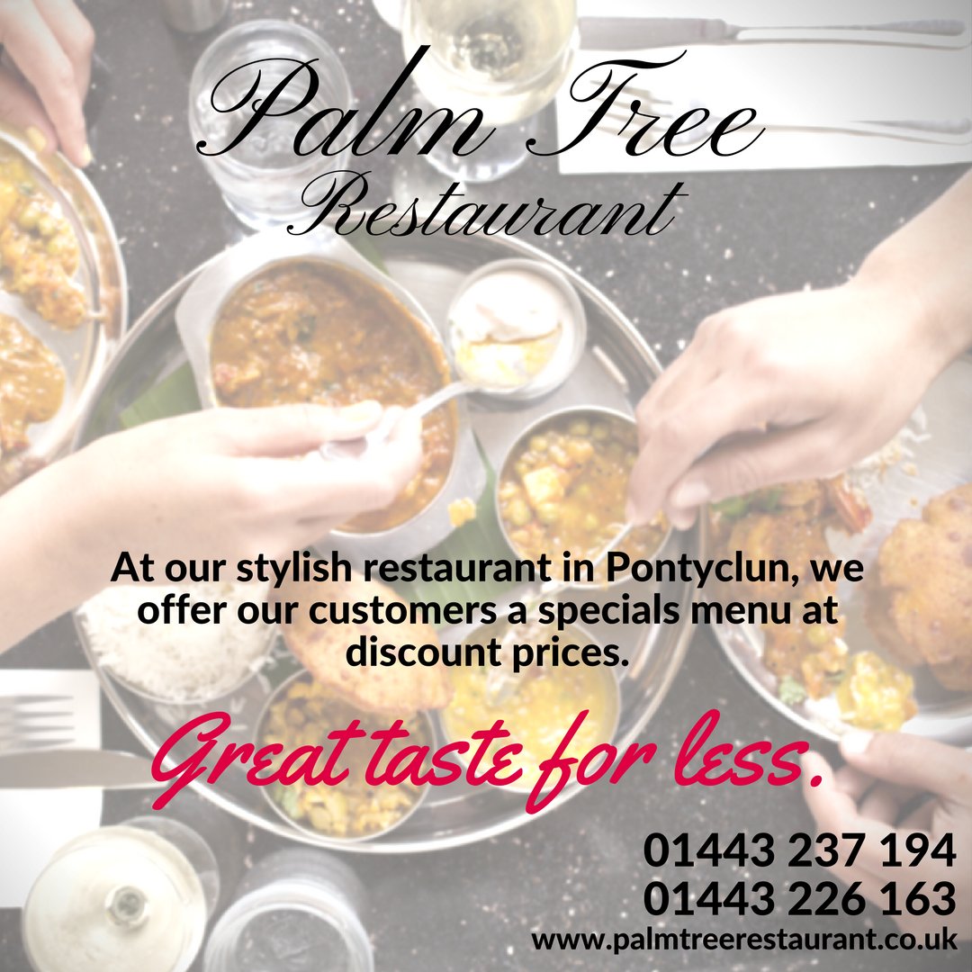 RestaurantPalm's tweet photo. At our stylish restaurant in Pontyclun, we offer our customers a specials menu at discount prices. Great taste for less. #Pontyclun #Indian https://t.co/ggPQx1rl4l