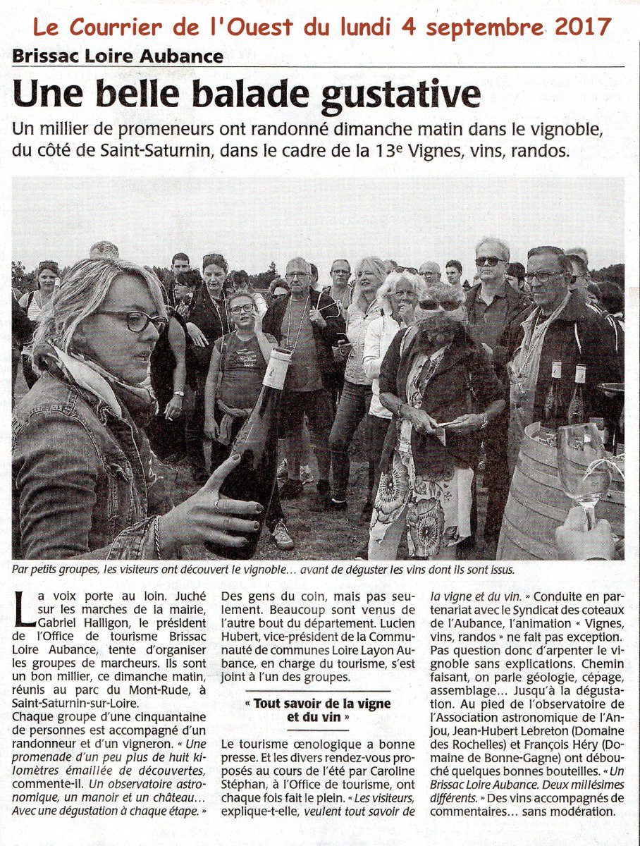 vvrvaldeloire's tweet photo. Les randos de Savennières et St Saturnin mises en avant dans le @courrierouest ! #VVR17 #VVR https://t.co/XgFnAqtnQq