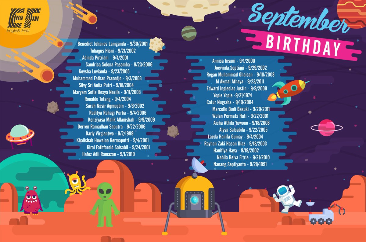 EFCirebon's tweet photo. September Ceria 😍😍
Buat students @efcirebon yang berulang tahun di bulan September, 
kami ada hadiah buat kalian.

Happy Birthday🎉🎉🎂🎂 https://t.co/85nZreU97O