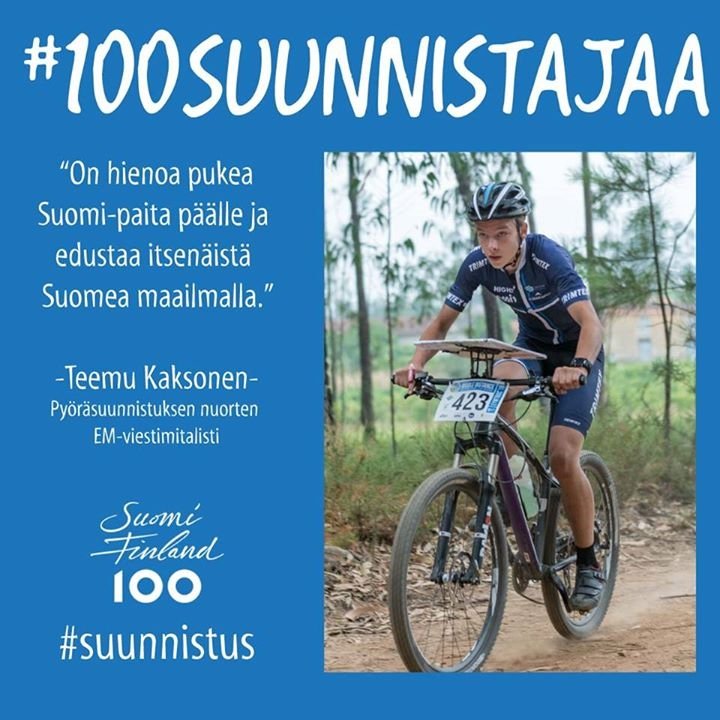 Nuori pyöräsuunnistaja Teemu Kaksonen esitti komiaa vauhtia NMM-urilla Liettuassa elokuussa. #100suunnistajaa