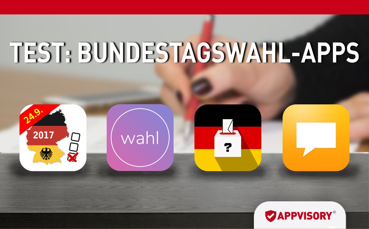 APPVISORYnews's tweet photo. #Bundestagswahl 2017: #APPVISORY hat vier bekannte Wahl-Apps hinsichtlich Datenschutz, Design & Usability getestet. https://t.co/wkotT6lzSi https://t.co/VTwXG6Tijd