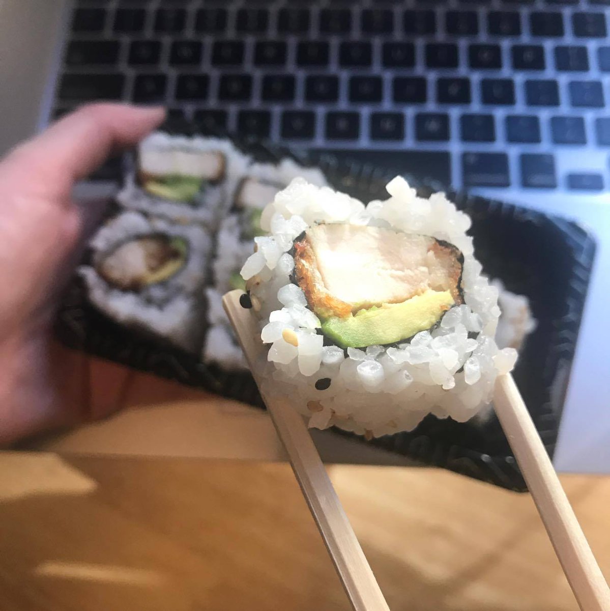 Go_Sushi's tweet photo. Chicken and avocado, yummy! 🥑🍗  What's you favourite sushi flavour?  #yummyfood #sushilife # sushiaddict https://t.co/Wdw7RbM7qA