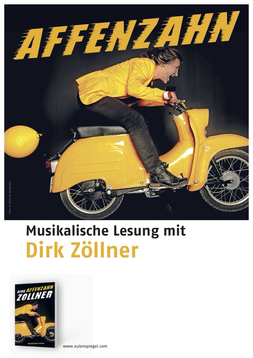LiteraturLIVE's tweet photo. #dirkzöllner #affenzahn #buchpremieremitmusk Mi, 6.9. @FrannzClub @Verlag_Eule @radioeins @LiteraturLIVE @tip_Berlin https://t.co/Wng4SOwLWa