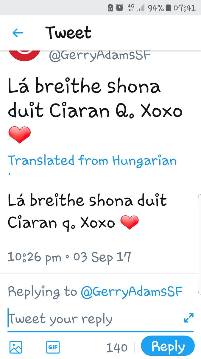 Gerry Adams La Breithe Shona Duit Ciaran Q Xoxo