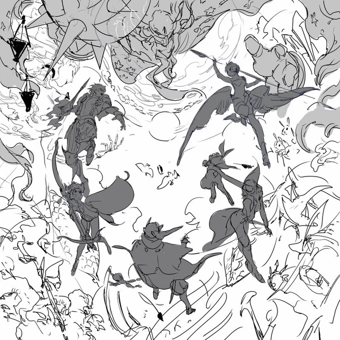 a sketch that's way too huge to finish. someday. (best game ever played) 